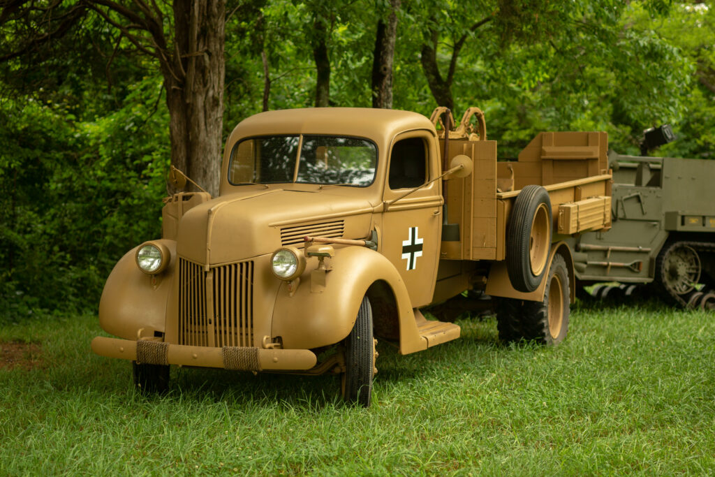 Ride historic WWII military transport trucks and armored vehicles on the private grounds at Terra Bellum